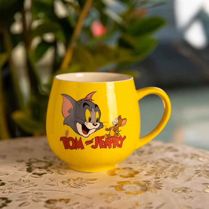 Святкова порцелянова чашка "Веселі Герої" 400 мл, Кружка дитяча із порцеляни на подарунок Жовта FM-13TJ