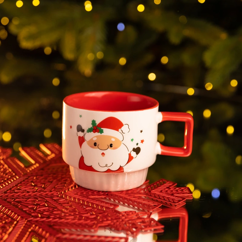 Новорічна порцелянова Санта 400 (мл) Біла з червоним Yiwu FM-CS-50D — Yiwu