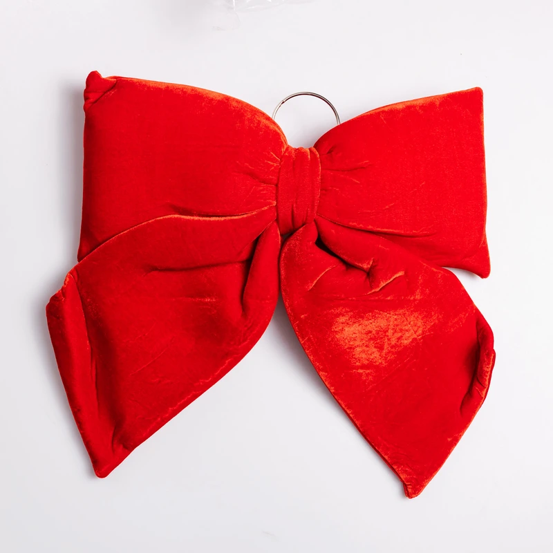 Оксамитовий бант для декору на ялинку 45×50 (см) Червоний CR-2-14 — Yiwu