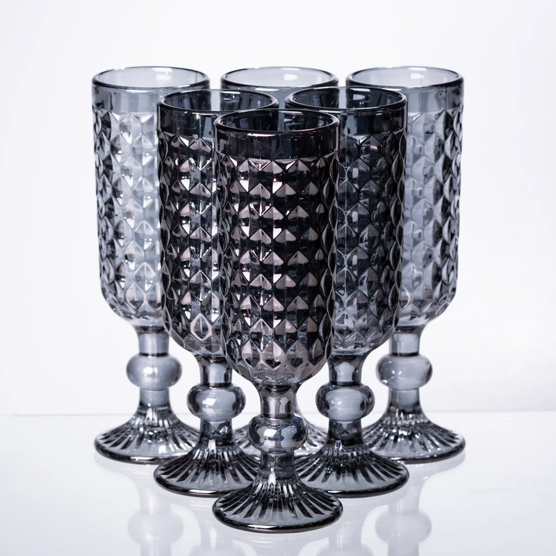 Набір келихів для шампанського 6 штук по 160 (мл) Сірий HP-19-115 — Yiwu