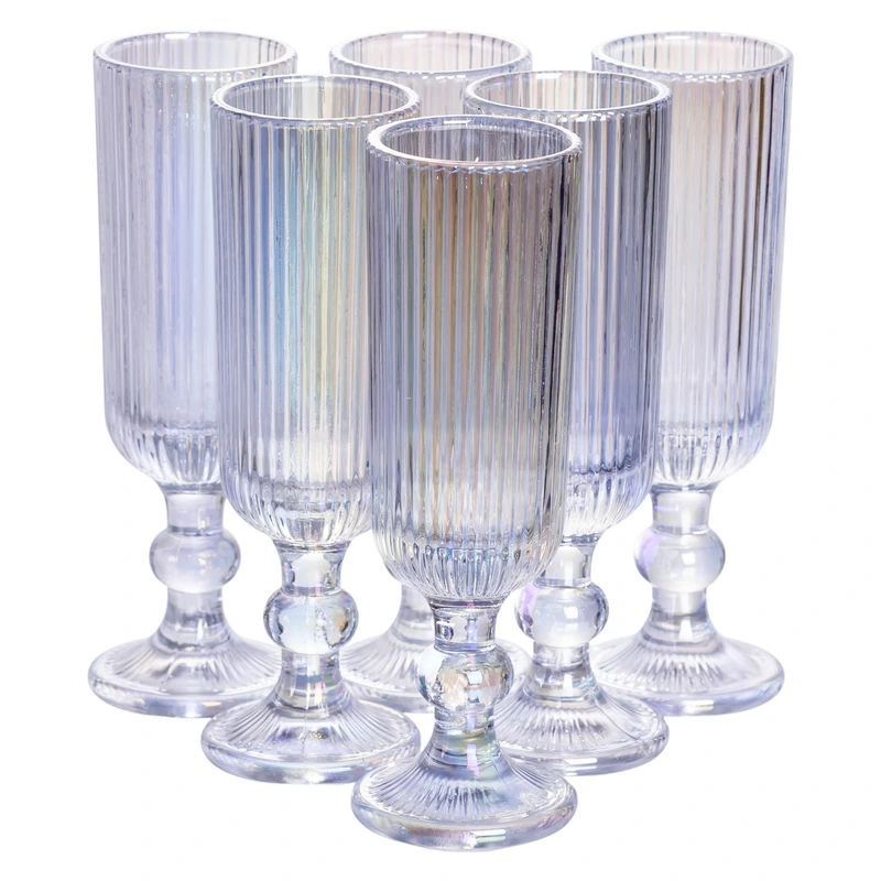 Набір келихів для шампанського 6 штук 160 (мл) подарункові скляні келихи на високій ніжці HP7116RB — Yiwu