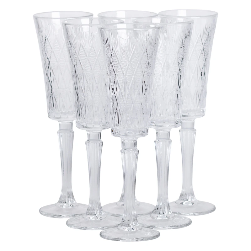 Набір келихів для шампанського 6 шт 200 мл скляні на ніжці HP-19-126 — Yiwu