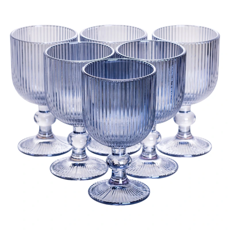 Набір келихів для вина 6 (шт) по келихи під вино 220 (мл) на ніжці келихи винні Блакитний HP-19-7114BL — Yiwu