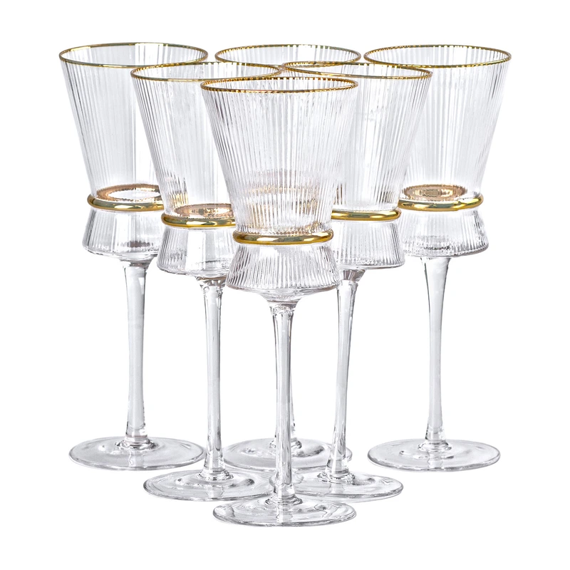 Набір з 6 келихів з високими тонкими ніжками, 300 мл, для вина HP-16-7 — Yiwu