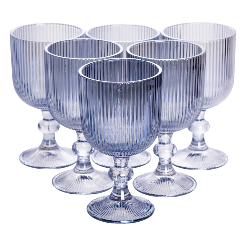 Набір келихів для вина 6 (шт) по келихи під вино 300 (мл) на ніжці келихи винні Блакитний HP7115BL — Yiwu