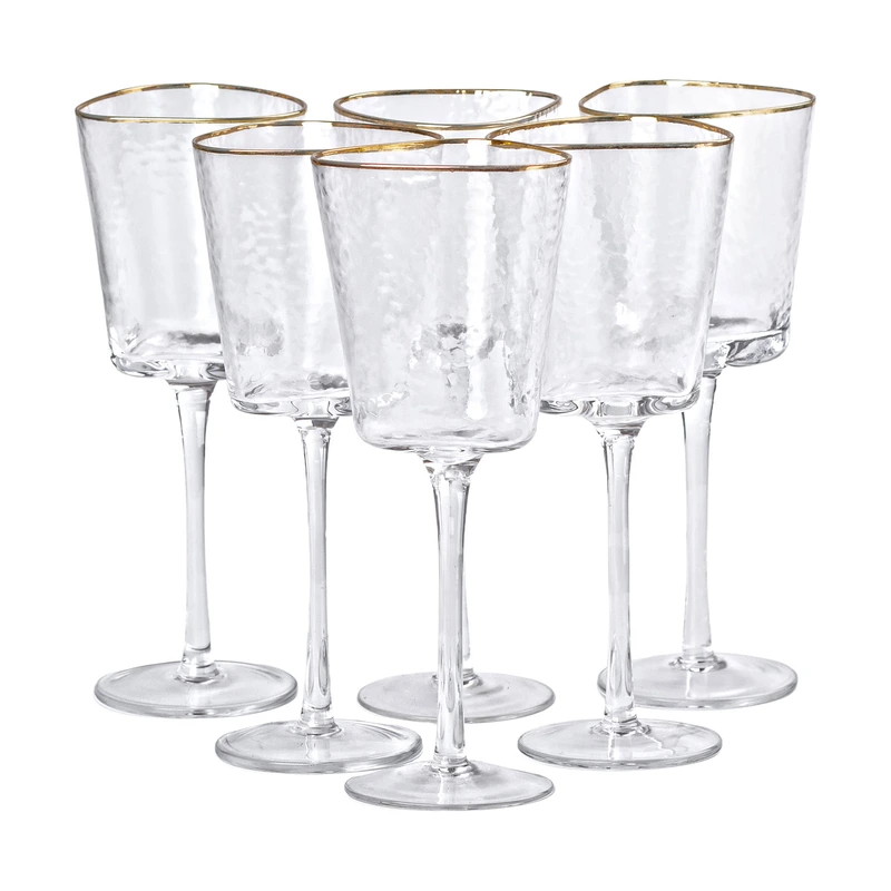 Набір з 6 келихів 350 мл, для вина із золотим обідком HP-16-22 — Yiwu