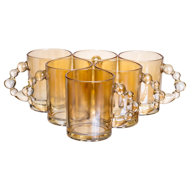 Набір чашок 6 шт для чаю та кави по 350 (мл) кружки скляні Коричневий HP-19-ZD-2