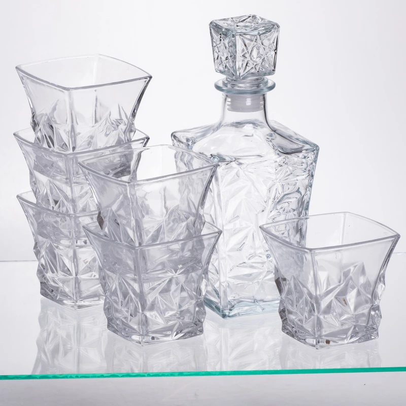 Набір для напоїв графин та 6 склянок для напоїв із товстого скла прозорий 64486-26 — Yiwu