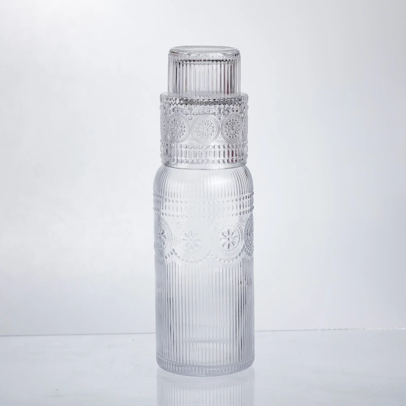 Глечик 700 мл зі склянкою 1 (шт) графин для компоту соку води лимонаду глечик для напоїв Прозорий HP-19-L4 — Yiwu