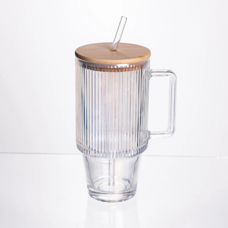 Кружка скляна з кришкою і трубочкою 750 (мл) HP-19-49