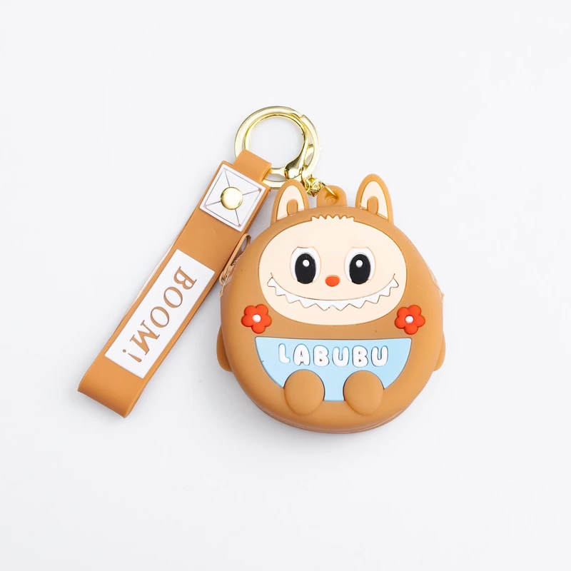 Дитячий гаманець-брелок Лабубу 7,5×7×2,5 (см з ремінцем і карабіном Бежевий HP-55-15BR — Yiwu