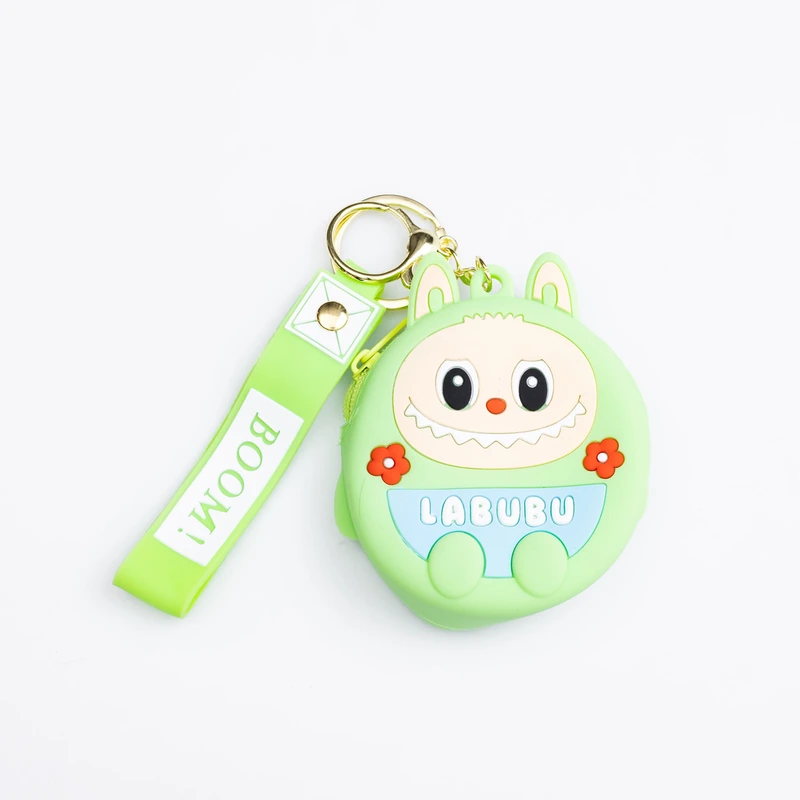 Дитячий гаманець-брелок Лабубу 7,5×7×2,5 (см з ремінцем і карабіном Зелений HP-55-15GR — Yiwu