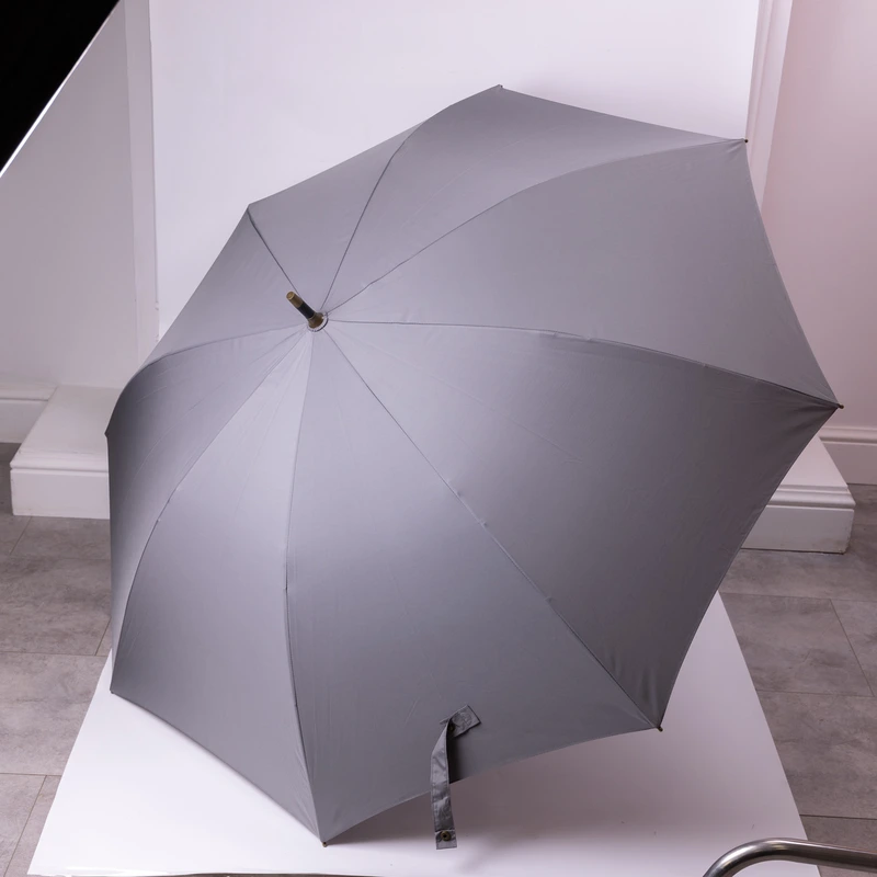 Класична парасолька-тростина напівавтомат з поліестеру 8 спиць діаметр 124 см Сірий HP-23-6G — Yiwu