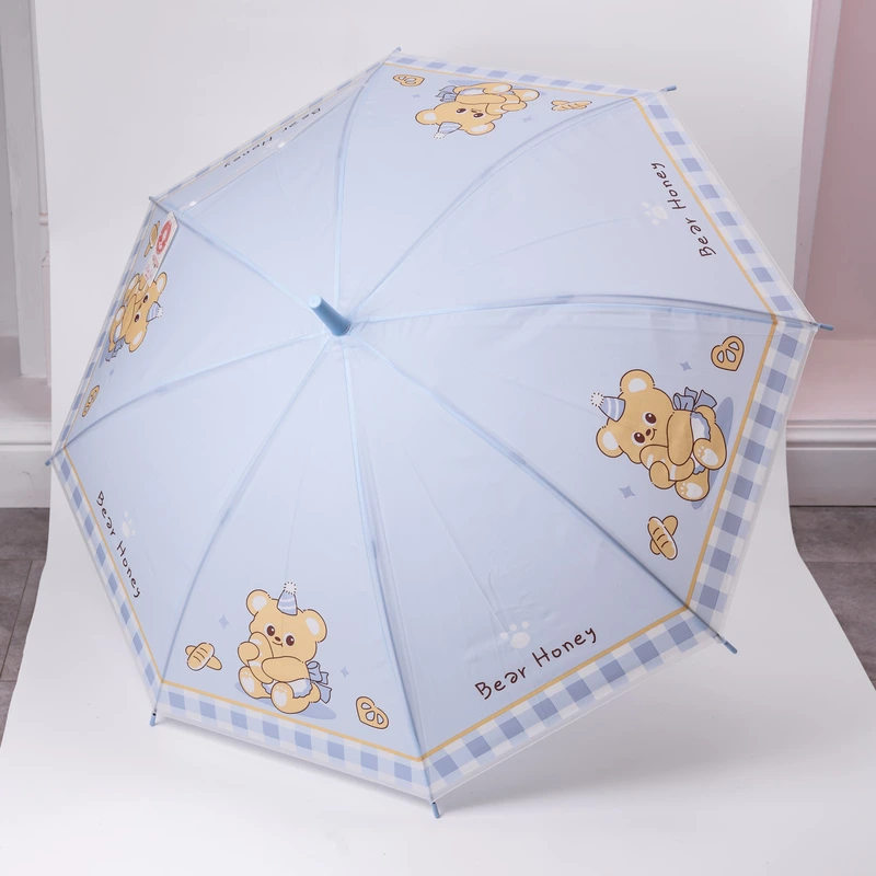 Класична дитяча парасолька-тростина напівавтомат з поліестеру міцна надійна 8 спиць діаметр 94 см Блакитний HP-23-11BL — Yiwu