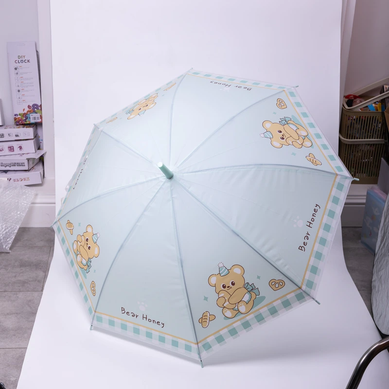 Класична дитяча парасолька-тростина напівавтомат з поліестеру міцна надійна 8 спиць діаметр 94 см М'ятний HP-23-11M — Yiwu