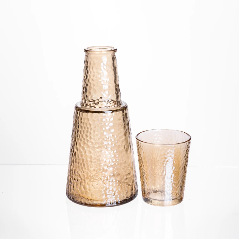 Глечик 800 мл зі склянкою 1 (шт) 250 (мл) графин для компоту соку води лимонаду глечик для напоїв Коричневий HP-19-TH-2 — Yiwu