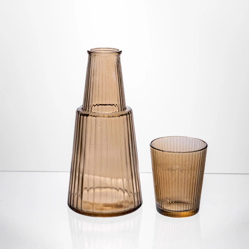 Глечик 800 мл зі склянкою 1 (шт) 250 (мл) графин для компоту соку води лимонаду глечик для напоїв Коричневий HP-19-TH-4 — Yiwu