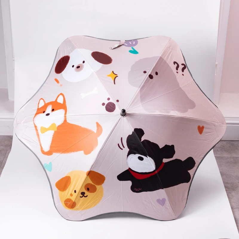 Парасолька дитяча механічна елегантна з принтом міцна надійна з поліестеру діаметр 90 см Бежевий HP-23-13BE — Yiwu