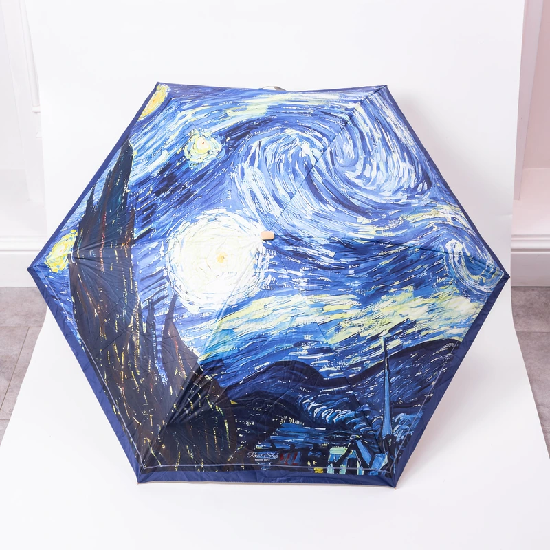 Парасолька механічна Ван Гога «Зоряна ніч» міцна надійна з поліестеру діаметр 91 см HP-23-1BL