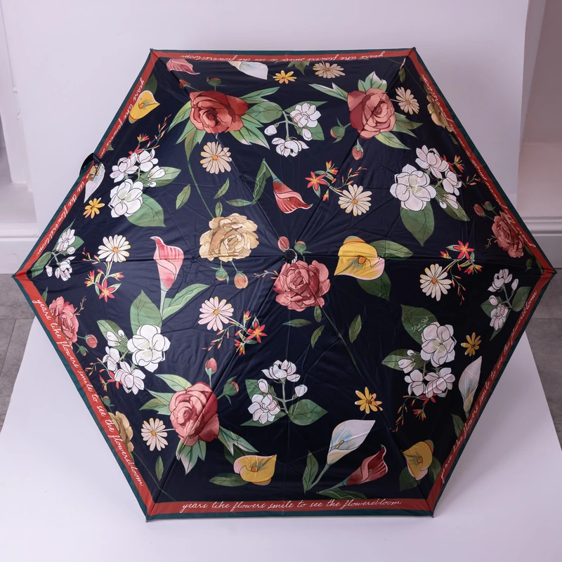 Парасолька механічна елегантна з принтом міцна надійна з поліестеру діаметр 99 см Чорний HP-23-15B — Yiwu