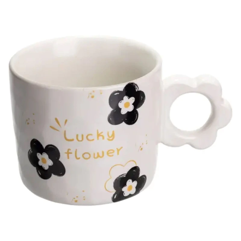 Чашка для чаю та кави порцелянова Lucky Flower 250 мл гарна оригінальна на подарунок Біла FM-14D — Yiwu