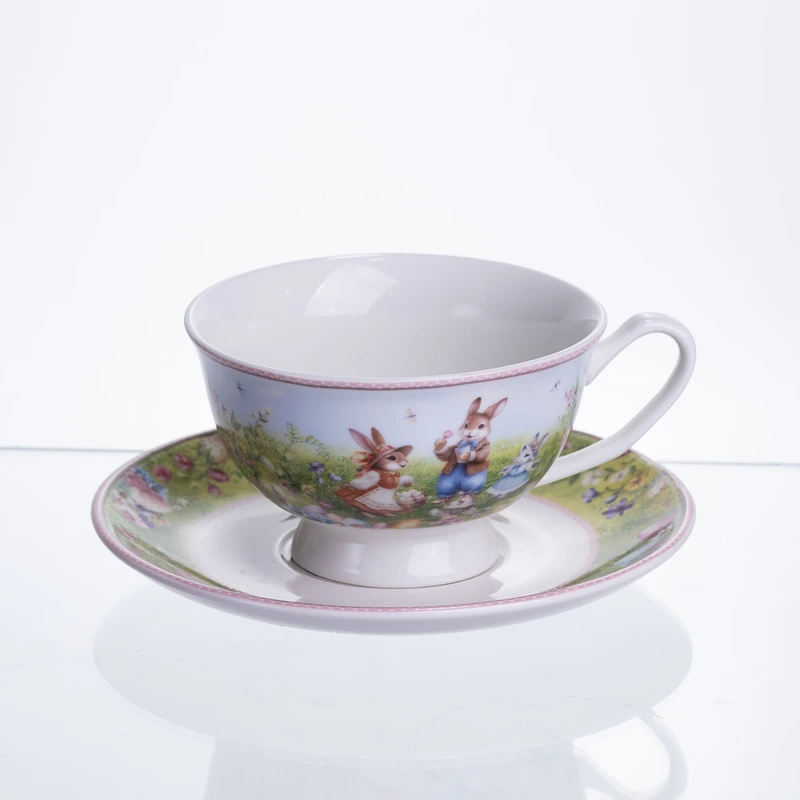 Чашка порцелянова для чаю Rabbit Family 200 мл з блюдцем HP-7323-9