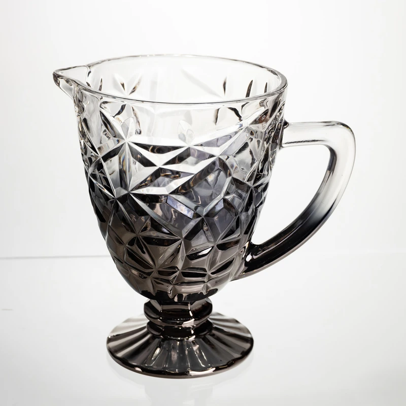 Глечик скляний для компоту 1.2 л ребристий фігурний графин для лимонаду мохіто-сангрії напоїв Сірий HP-19-179 — Yiwu