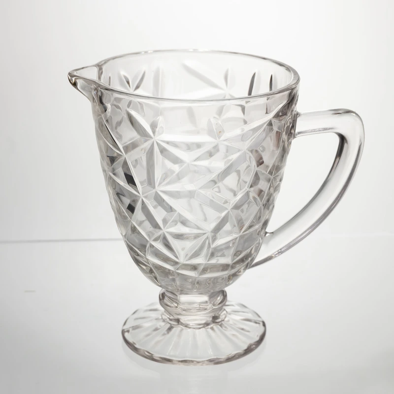 Глек скляний для компоту 1.2 л прозорий ребристий фігурний графин для лимонаду HP-19-163 — Yiwu