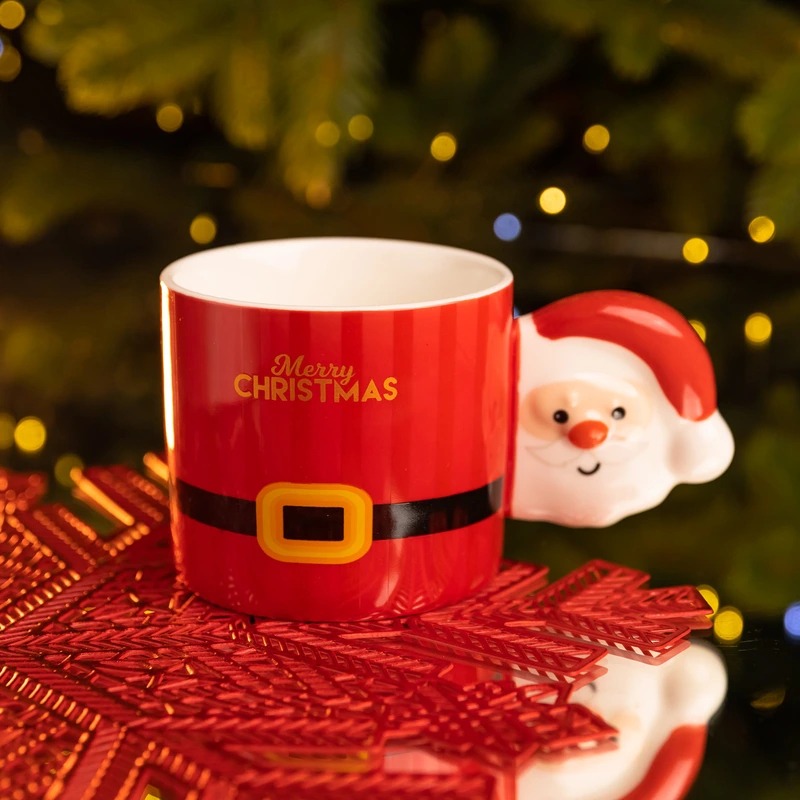 Чашка порцелянова новорічна Merry Christmas 350 (мл) Червона Yiwu FM-CS-51R — Yiwu