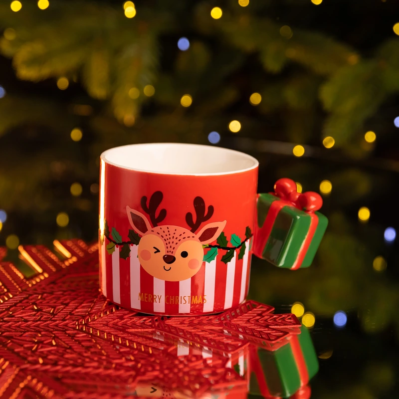 Чашка порцелянова новорічна Merry Christmas 400 (мл) Червона Yiwu FM-CS-49R