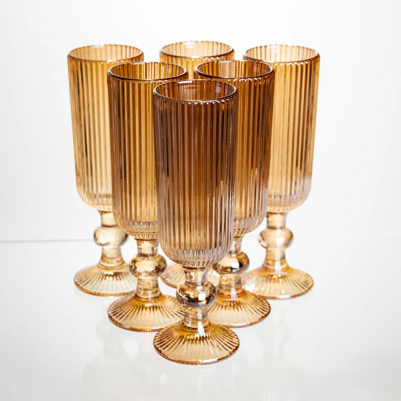 Набір келихів для шампанського 6 штук 160 мл на ніжці Коричневий Yiwu HP-19-200