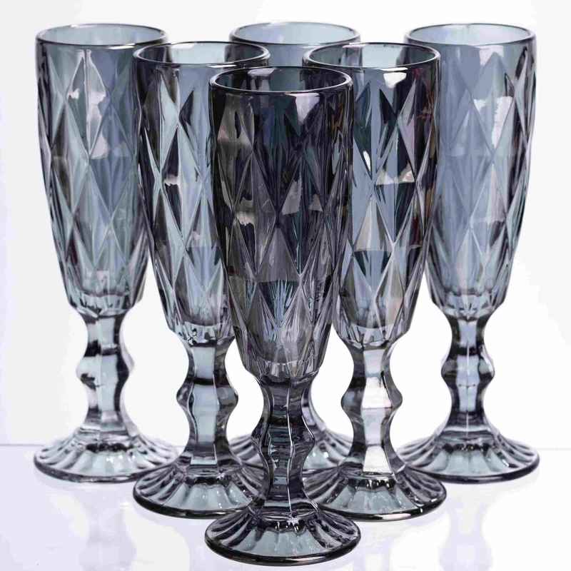 Набір келихів для шампанського Fractal 6 штук по 180 мл HP-19-268 прозорий келих для напоїв ігристого вина