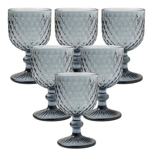 Набір келихів для вина 6 (шт) по 220 (мл) Сірий HP-19-116