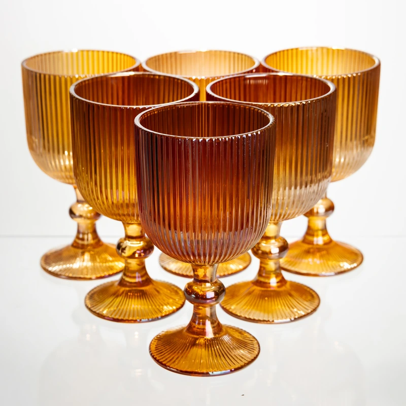 Набір келихів для вина 6 штук 300 мл на ніжці скляні Бурштиновий Yiwu HP-19-210