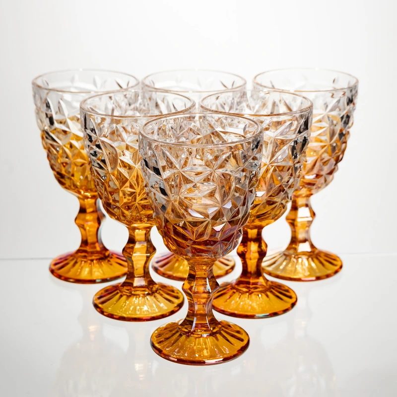 Набір келихів для вина 6 штук 340 мл на ніжці скляні Yiwu HP-19-189