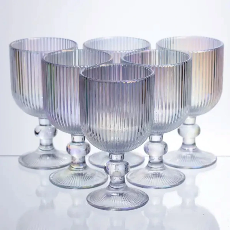 Набір келихів для вина 6 штук по 300 мл ребристих із товстого скла rainbow HP-19-234