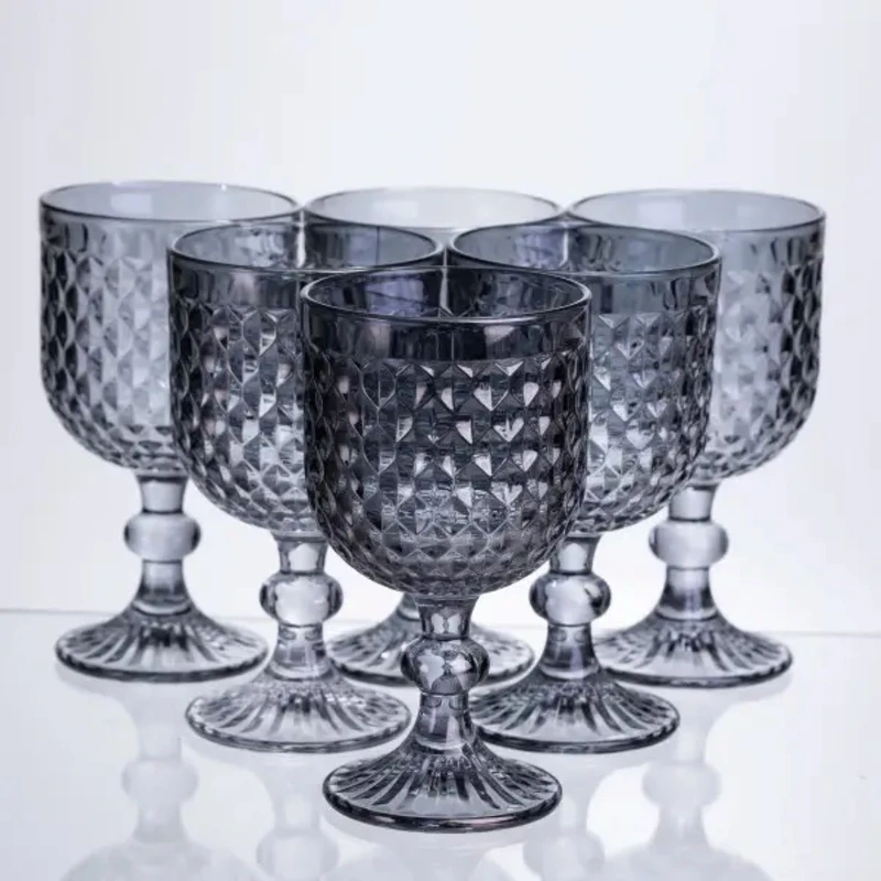 Набір келихів для вина 6 штук по 300 мл сірий HP-19-261