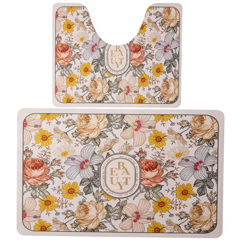 Набір килимків для ванни Flowers 2 штуки 80*50 см/50*40 см діатомітових Yiwu HP-42-174