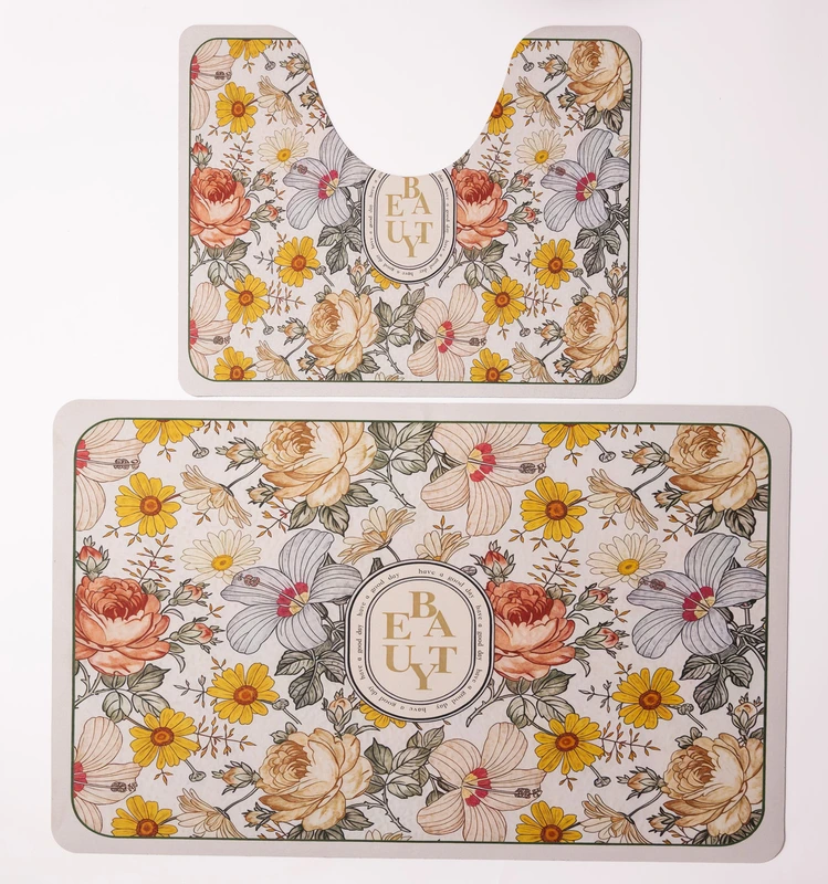 Набір килимків для ванни Flowers 2 штуки 80*50 см/50*40 см діатомітових Yiwu HP-42-174 — Yiwu