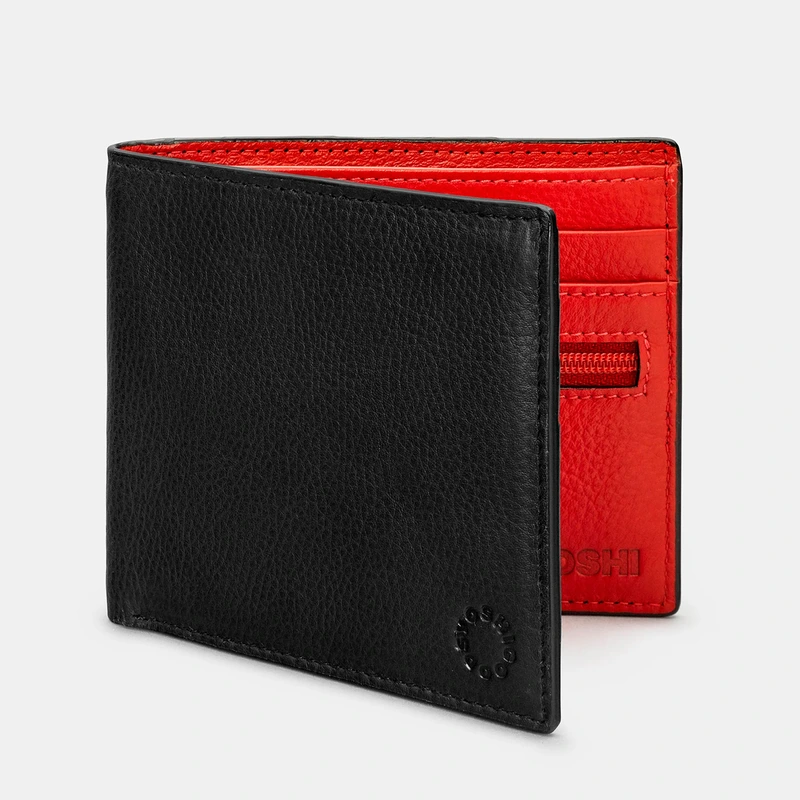 Чоловічий шкіряний гаманець Yoshi Y2378 (Black/Red)