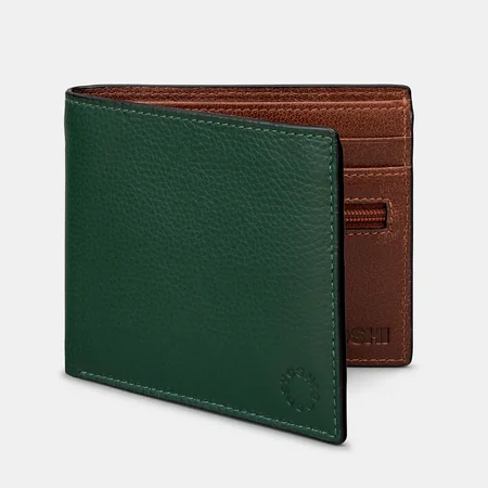 Чоловічий шкіряний гаманець Yoshi Y2378 (Green/Brown)