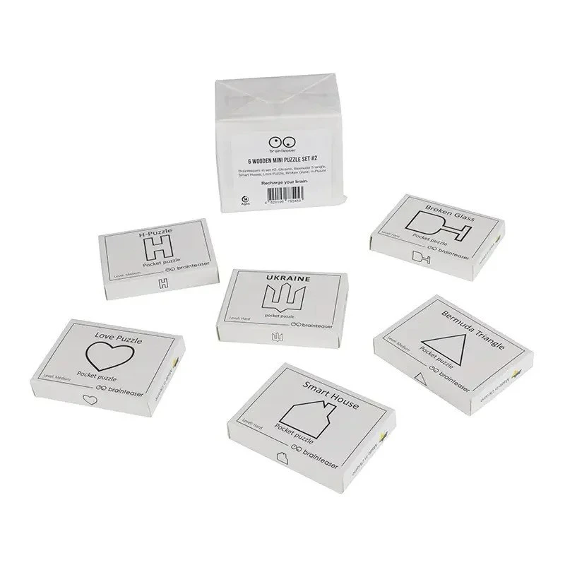 Набір дерев'яних головоломок "Wooden mini puzzle set #2" set2en 6 штук