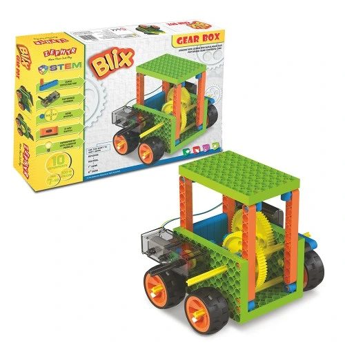 Конструктор поліпропіленовий, розвиваючий з моторчиком "BLIX" Коробка передач (100 елм./10 моделей) — ZEPHYR