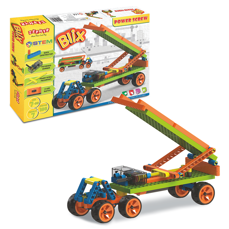 Конструктор поліпропіленовий, розвиваючий з моторчиком "BLIX" Силач (186 елм./7 моделей)
