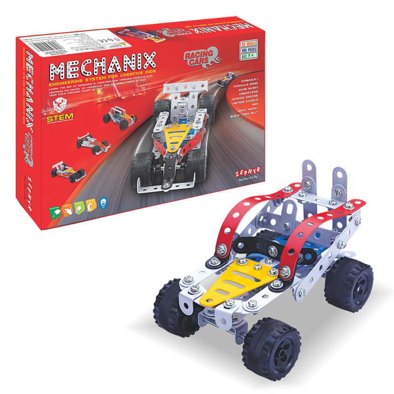 Металевий конструктор, розвиваючий "MECHANIX" Автомобілі (155 елм./15 моделей)