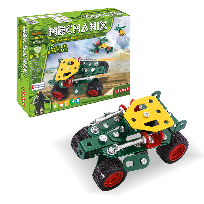 Металевий конструктор, розвиваючий "MECHANIX" Військові (95 елм./9 моделей)