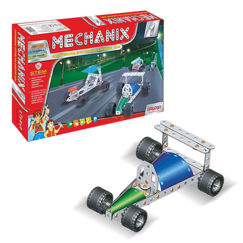 Металевий конструктор, розвиваючий "MECHANIX" №1 (127 елм./10 моделей) — ZEPHYR