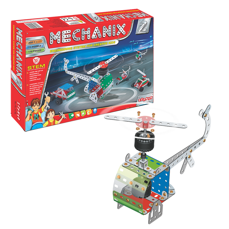 Металевий конструктор, розвиваючий "MECHANIX" №2 (170 елм./15 моделей) — ZEPHYR