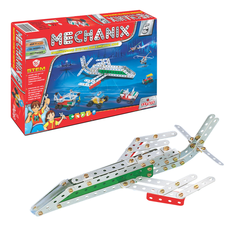 Металевий конструктор, розвиваючий "MECHANIX" №5 (300 елм./25 моделей) — ZEPHYR
