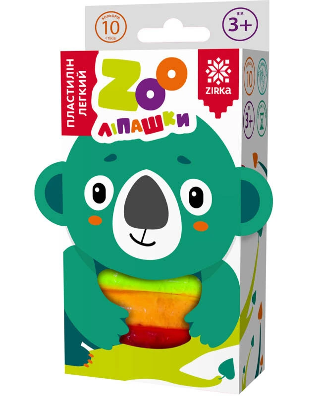Пластилін легкий ZOOлипашки Коала" ZIRKA 140215 (10 різнокольорових стиків по 6 г) — ЗІРКА